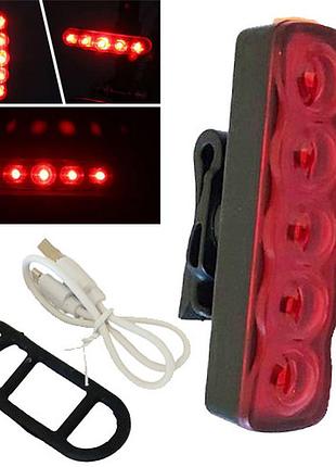 Велофонарь xfl-101-5led, waterproof, li-ion аккумулятор, зу microusb