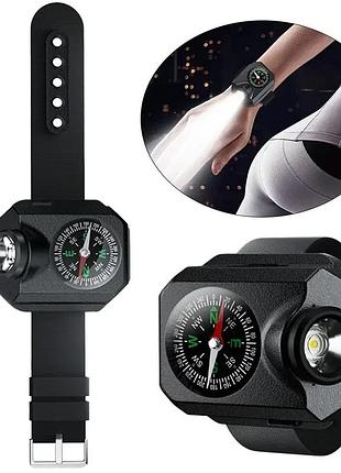 Компас на руку, ліхтар, li-ion акумулятор, зп type-c, box (w04-led)