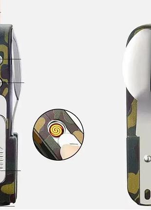 Багатофункціональна usb-запальничка, ліхтарик, ложка, вилка, магніт, лазерна указка (hl-532)
