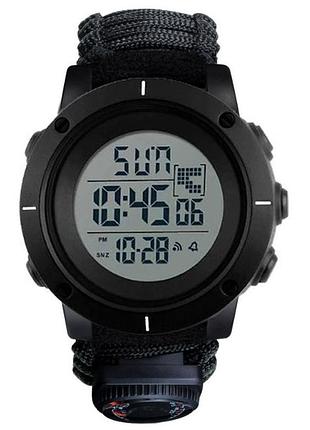 Часы наручные 1213bk skmei paracord, black big size, compass, термометр, свисток, кресало
