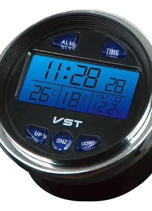 Авточасы с вольтметром, 2 термометра (vst-7042v)
