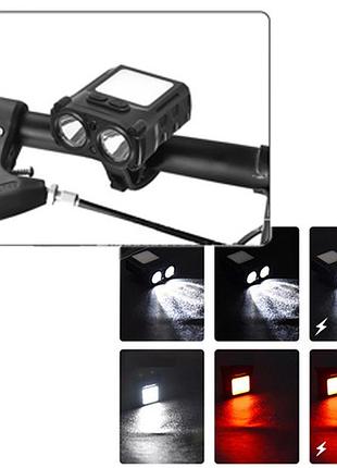 Велоліхтар + на лоб sh-t808-2xpe+20smd(white+red), motion sensor, li-ion акумулятор, зп type-c, box