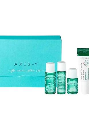 Набір мініатюр для сяйва шкіри axis-y the mini glow set (гель для вмивання 5мл + тонер 5мл + сироватка 5мл + ампула 5мл)
