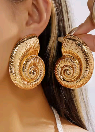 Сережки об'ємні мушлі, мушля, равлик, морська раковина