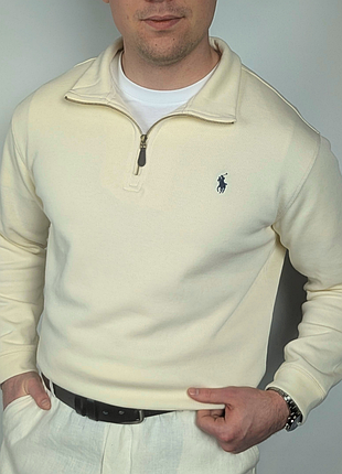 Зип кофта 1/4 polo ralph lauren молочного цвета
