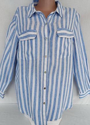 Современная рубашка из чистого льна отличного качества