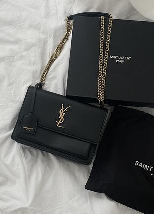 Жіноча сумка saint laurent sunset medium shoulder bag premium чорний