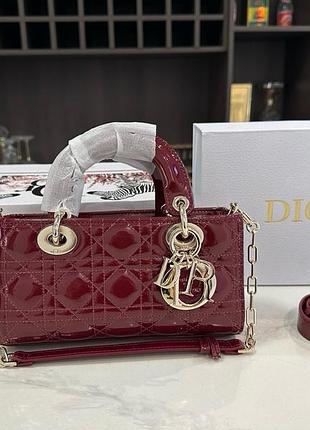 Dior d-joy patent leather bag in burgundy with gold