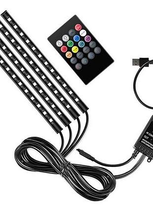 Декоративная rgb led подсветка салона авто, цветомузыка, ду, usb