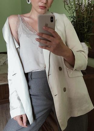Льняний жакет світлий блейзер з льону zara