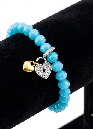 Браслет из чешского хрусталя и стекла, 17 см, на резинке