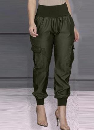 Оливкові карго штани з колекції zanzea