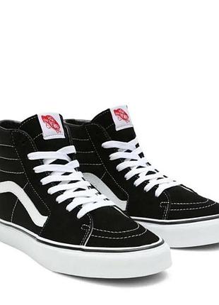 Vans sk8-hi мужские, женские высокие замшевые кеды черного цвета.