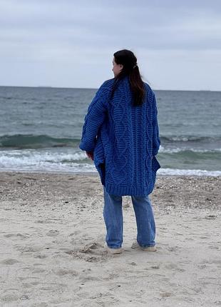 Кардиган жіночий ручної роботи синього кольору