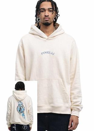 Finelli mens cream hoodie graphic print pullover streetwear sweatshirt стильне, чоловіче худі у кремовому кольорі
