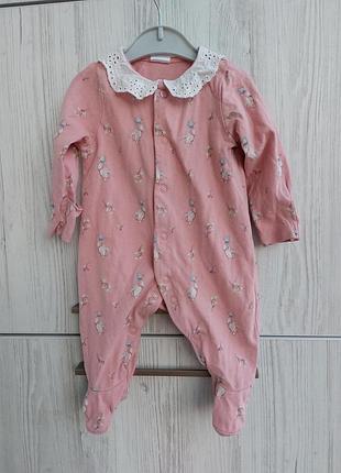 Хлопковый человечек с кружевным воротничком peter rabbit 0-3м