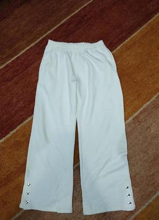 Женские повседневные брюки,теплые, палаццо,с кнопками внизу