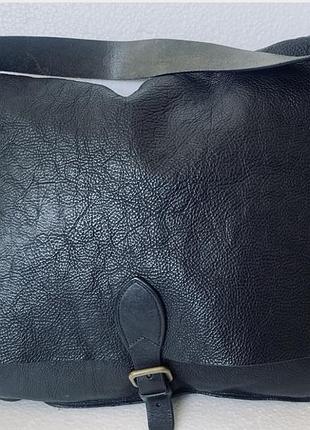 Сумка mulberry black leather large messenger 4