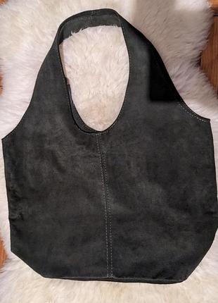 Замшевий шопер сумка хобо з гаманцем
