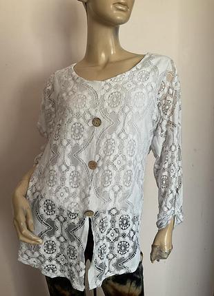 Итальянская бутиковая кружевная блуза/ l/ brend day