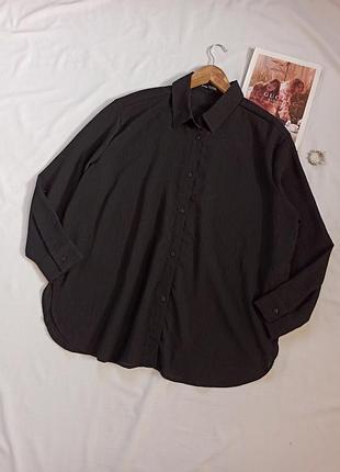 Чорна легенька фактурна оверсайз сорочка