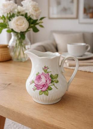 Молочник hutschenreuther bavaria pink rose vintage germany.