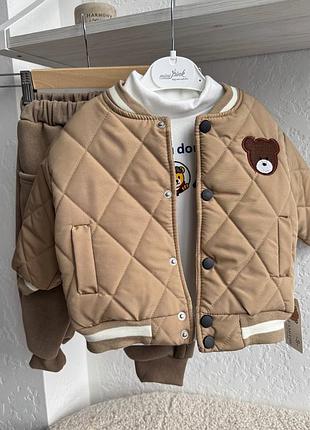 Стильний весняний осінній костюм для хлопчика бомбер гольф + штани