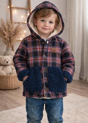 Дитяча тепла кофта- пальто з капюшоном для хлопчика 3 років