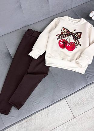 Костюм 72, р.98-104,104-110,110-116,116-122, рубчик+двухнитка, молочний/шоколад