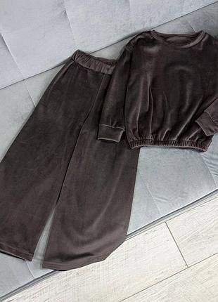 Костюм 72, р.86,92,98,104,110,116, королевский велюр, шоколад