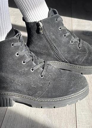 Замшевые ботинки черные зимние 38-39 размер