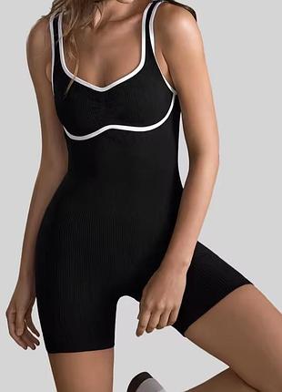 Комбенізон в рубчик з push up чорний xs/s m