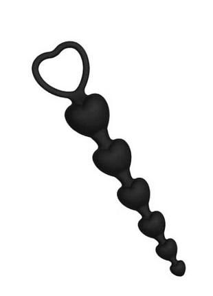 Анальные фигурные бусы силиконовые heartbeads 14,5 см 1,5-3,1 см черный