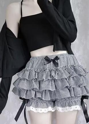 Пишні шорти-спідниця в клітинку (gingham ruffle shorts) 🎀