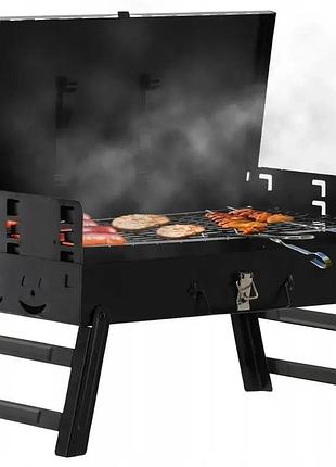 Переносной складной угольный мангал, гриль garden line bbq4841 для пикника, кемпинга, дачи и улицы, черный
