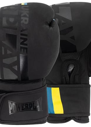 Боксерські рукавиці powerplay 3021 ukraine чорніі 8 унцій