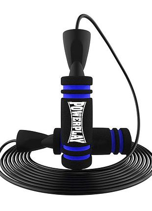 Скакалка скоростная powerplay 4213 jump rope черно/темно синяя 3м.