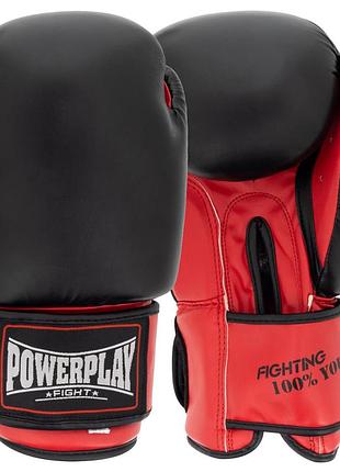 Боксерські рукавиці powerplay 3004 classic чорно-червоні 12 унцій