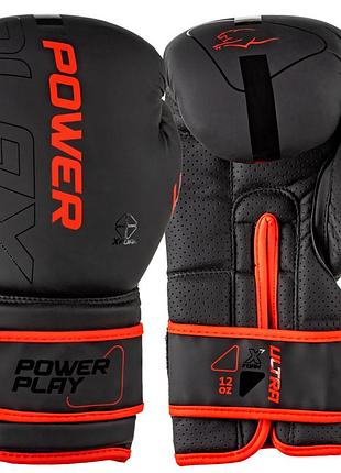 Боксерські рукавиці powerplay 3024 ultra mat чорно-червоні 12 унцій