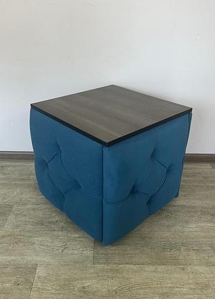 Пуф-трансформер 5в1 остин-1 со столиком велюр бирюзовый/риголетто темный 2-1-9003