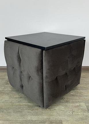 Пуф-трансформер 5в1 остін-4 зі столиком велюр сіро-коричневий/чорний 5-5-9003