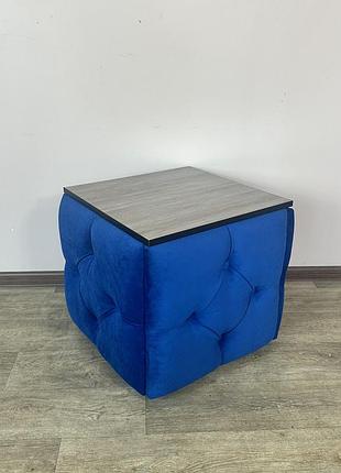 Пуф-трансформер 5в1 остин-1 со столиком велюр синий/дуб платиновый 9-2-9005