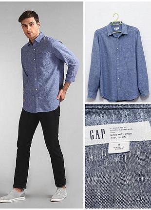 Мужская рубашка из смеси льна gap long sleeve linen shirt chambray, p. м