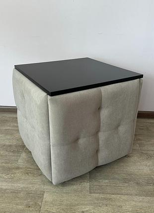 Пуф-трансформер 5в1 остин-4 со столиком велюр бежевый/черный 3-5-9005