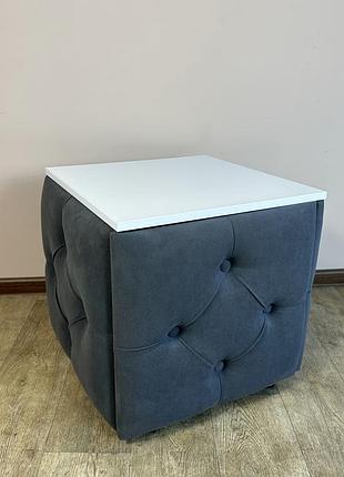 Пуф-трансформер 5в1 остін-1 зі столиком велюр сірий/біла аляска 7-3-9005