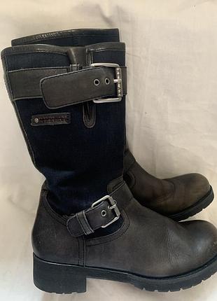 Чоботи з натуральної шкіри і вставка з тканини