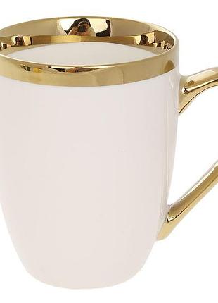 Кухоль порцеляновий "золота лінія" 360мл, колір - білий - 12 шт упаковка товар від виробника