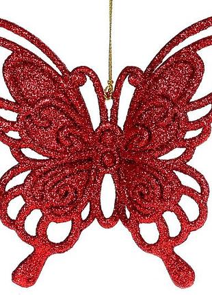 Ёлочное украшение бабочка 14см, цвет - красный - 12 шт упаковка товар от производителя
