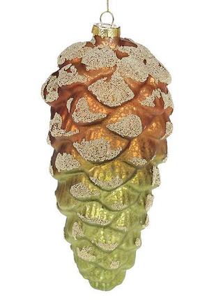 Ёлочное украшение шишка, 20см, цвет - коричнево-зеленый градиент - 4 шт упаковка товар от производителя