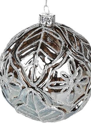 Ёлочный шар 10см, цвет - зеркальный графит - 6 шт упаковка товар от производителя